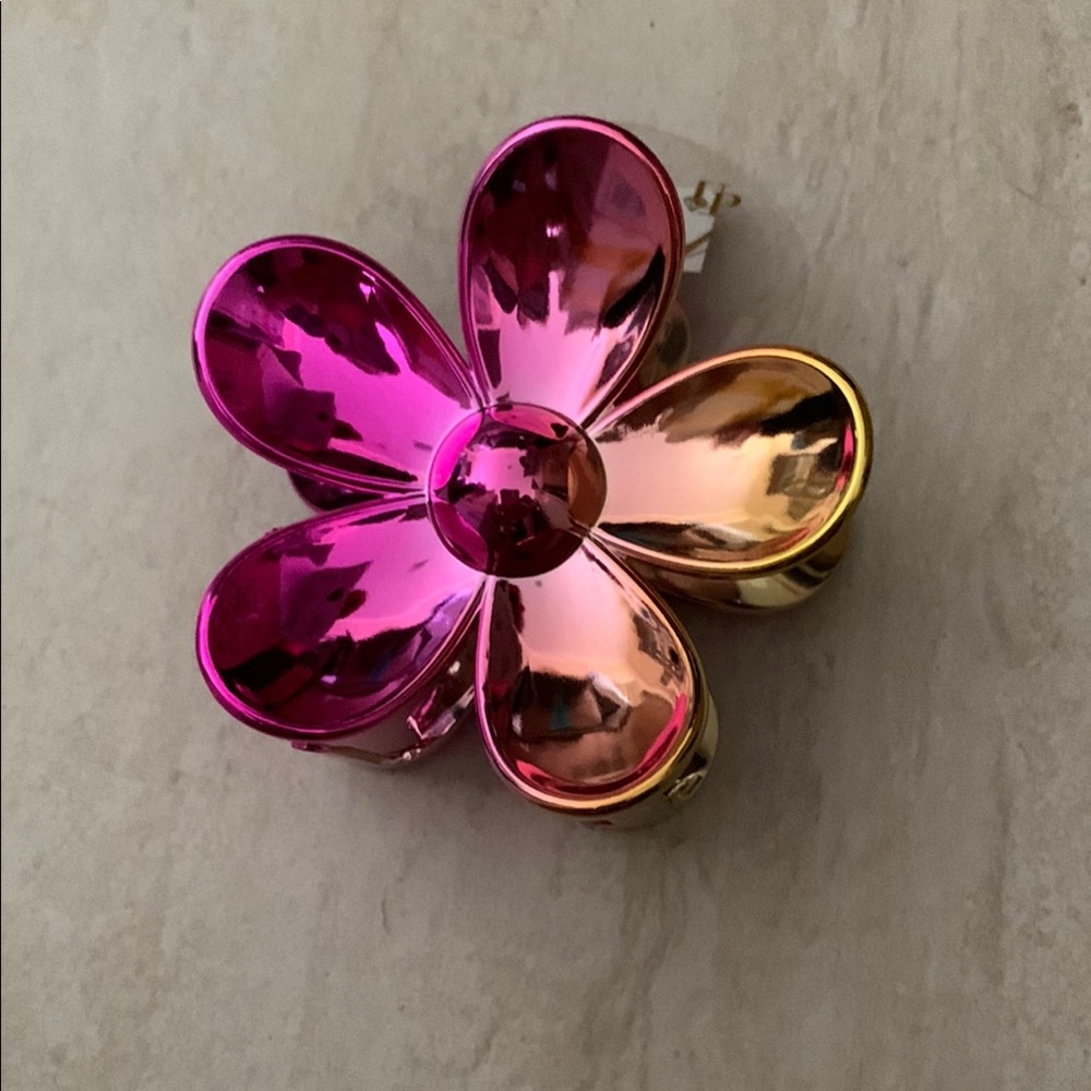 Pink and Gold Flower Hair Clip